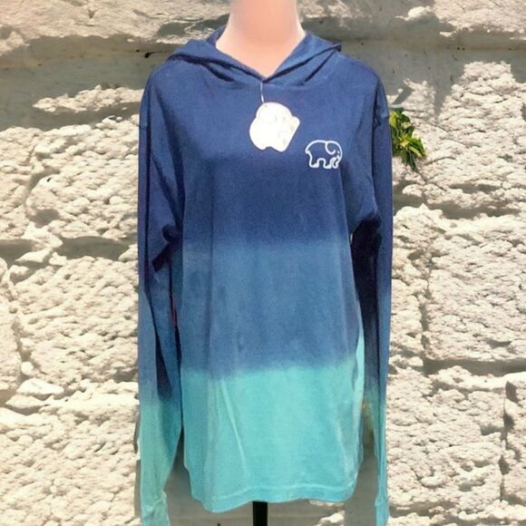IVORY ELLA NWT T SHIRT HOODIE LAKE OMBRÉ TIE DYE OVERSIZED SMALL - Picture 2 of 6